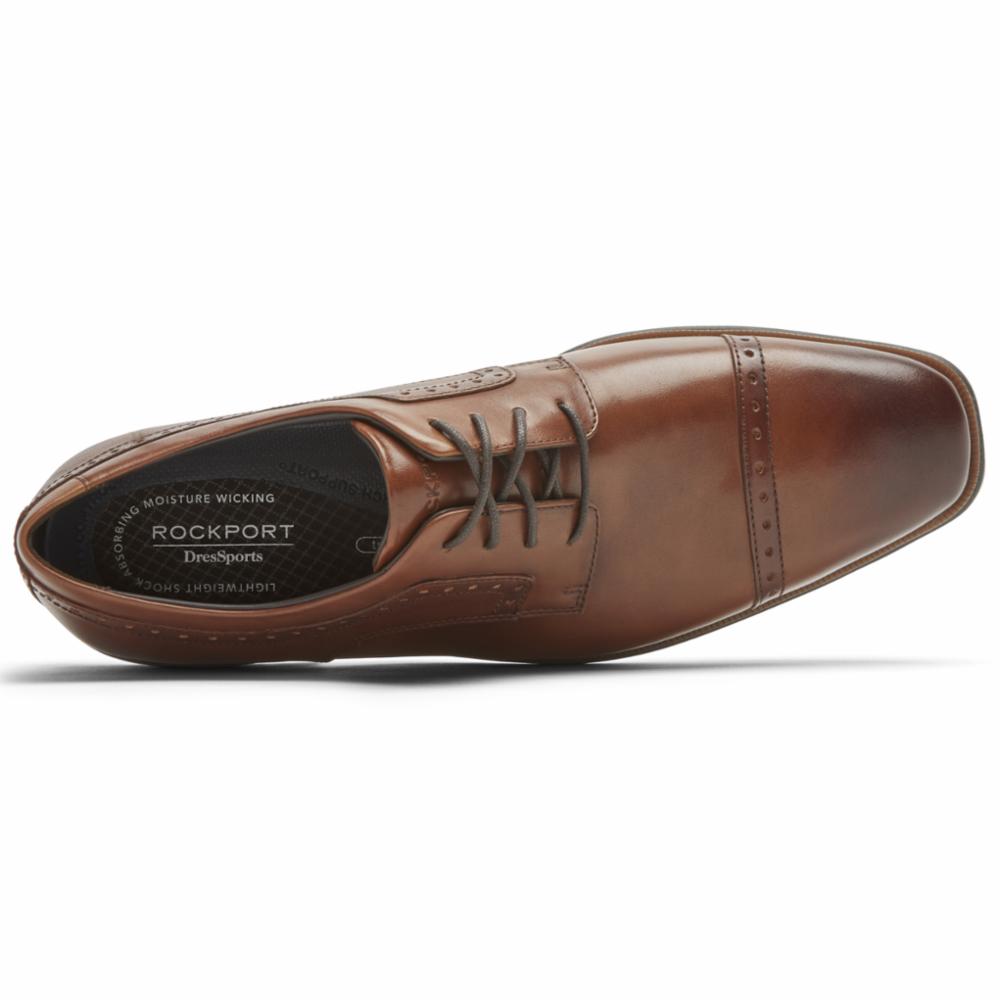 Rockport Men DRESSPORTS BUSINESS CAP TOE COGNAC/LEATHER