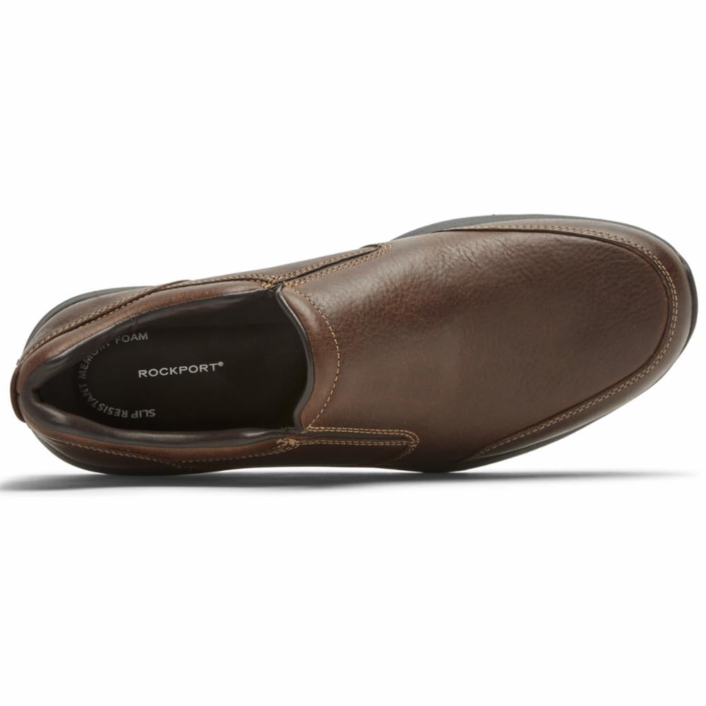 Mens brown shop slip on shoes