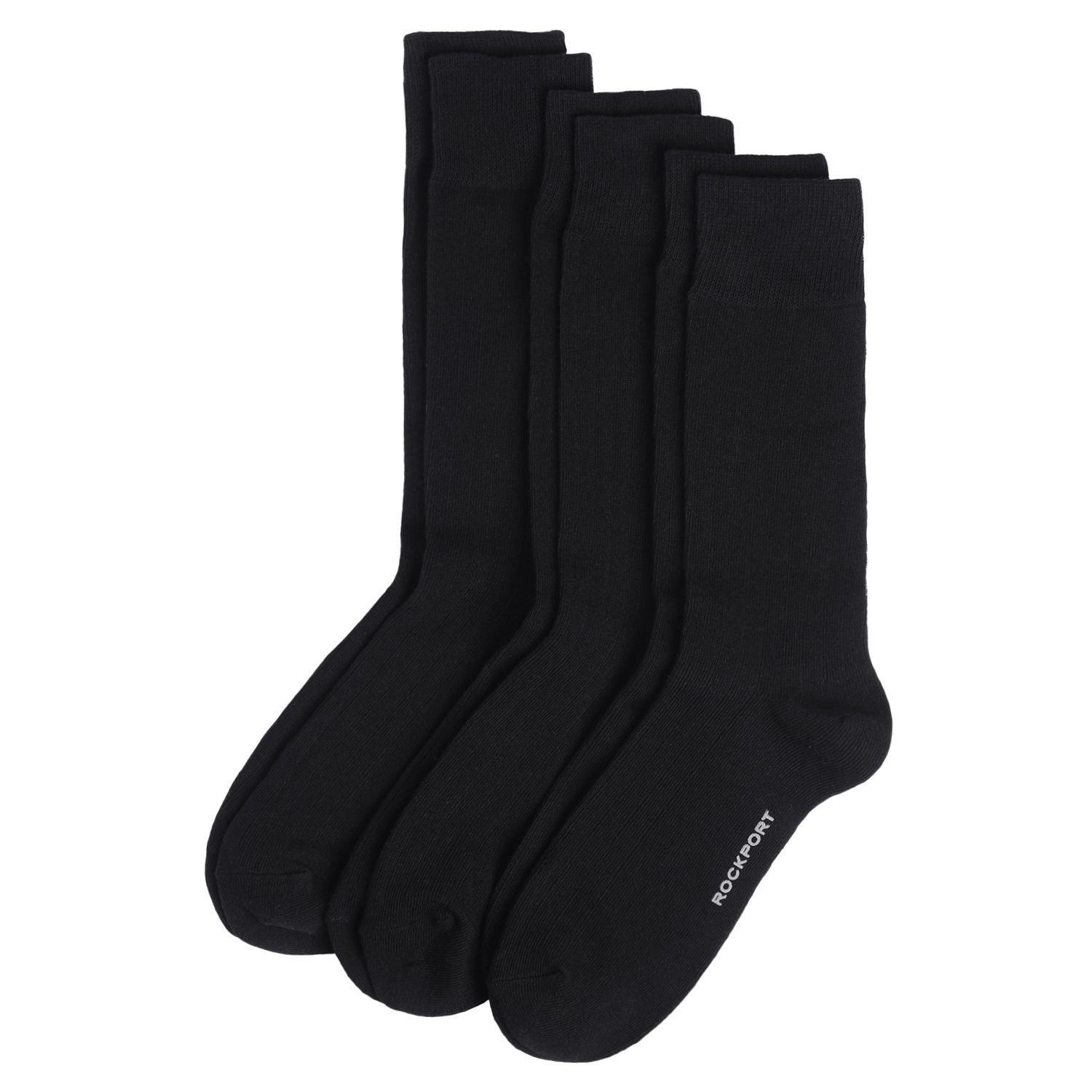 Rockport Men SOCKS RIBBED CREW VALUE PACK FITS 9-11 BLK