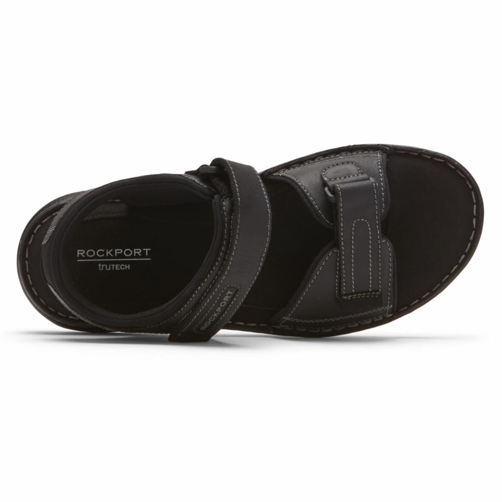 Rockport Men  DARWYN QTR STRAP BLACK LEA II