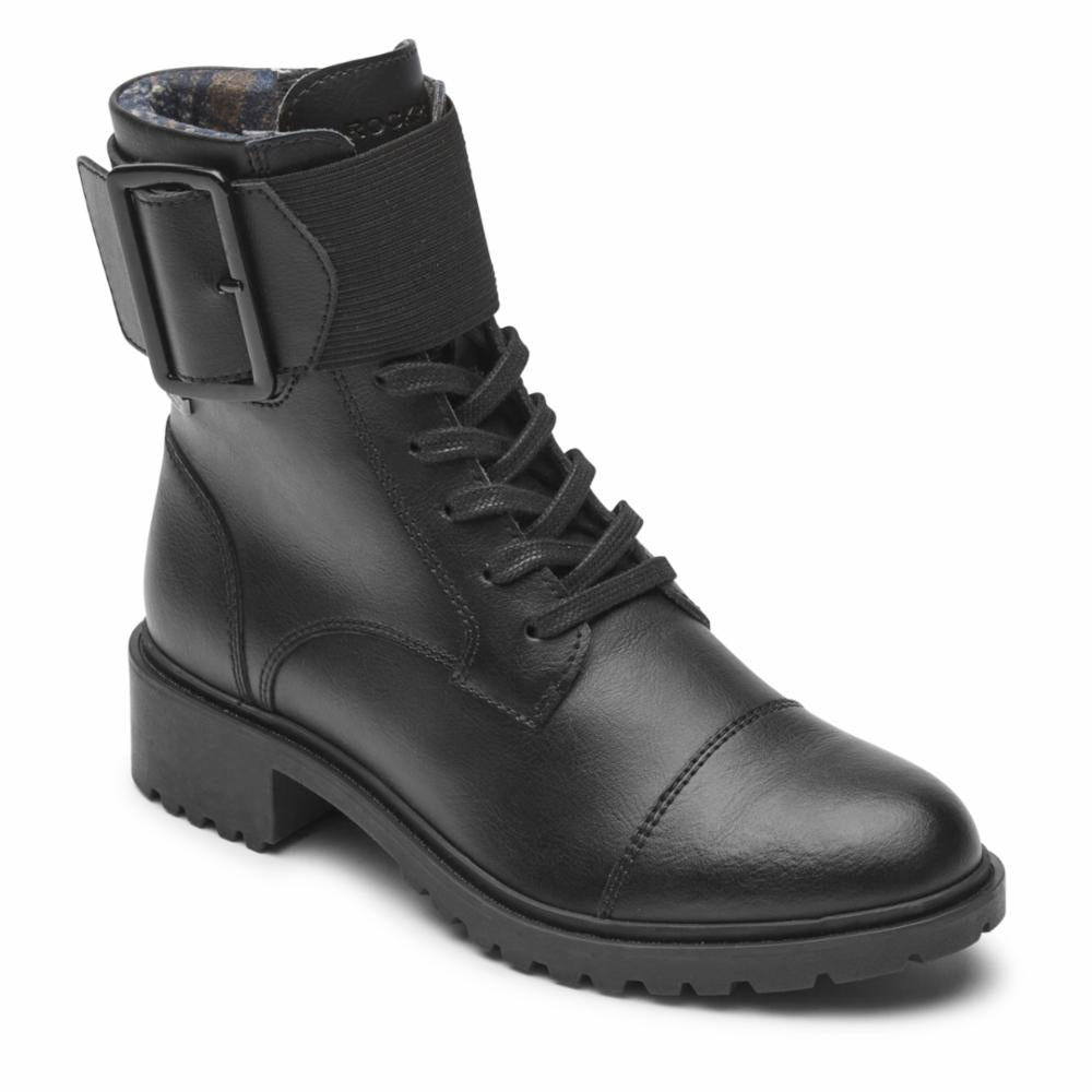 Rockport RYLEIGH BOTTINES À LACETS POUR FEMMES NOIRES LTHR WP